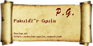 Pakulár Gyula névjegykártya